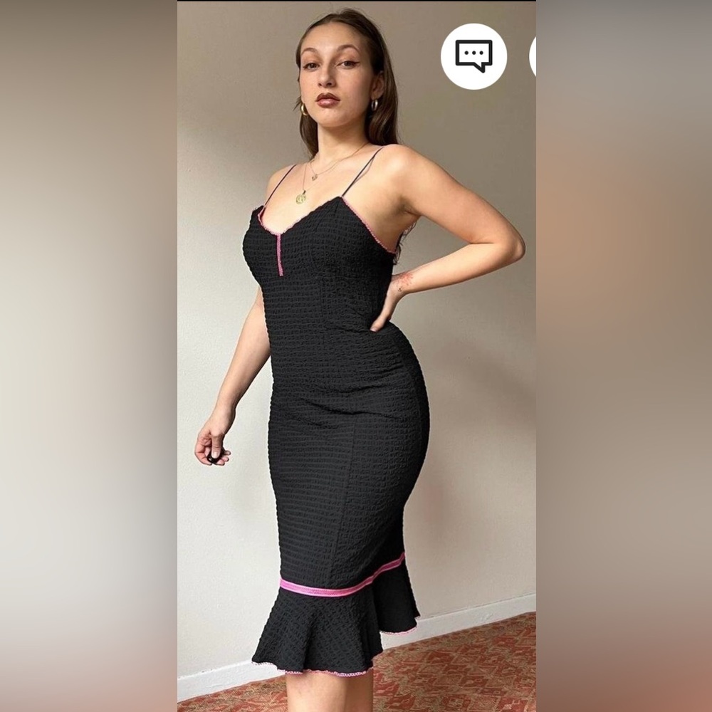 Vintage 90s Betsy Johnson black and pink dress